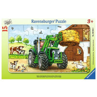Puzzle Enfant - Puzzle cadre 15 p - Tracteur à la ferme