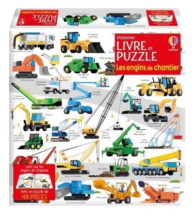 Les engins de chantier - Coffret livre et puzzle