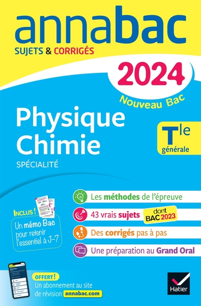 Annales du bac Annabac 2024 Physique-Chimie Tle générale (spécialité)