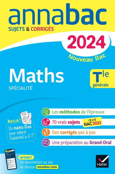 Annales du bac Annabac 2024 Maths Tle générale (spécialité)